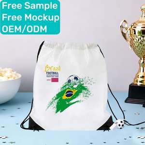 Borsa Promozionale Economica Personalizzata in Poliestere 210D con Coulisse per Palloni da Calcio, Borsa Bianca con Sublimazione per Eventi Sportivi - Product Image 1