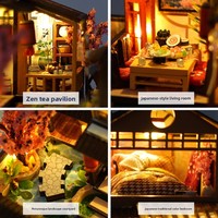 Kit de maison miniature en bois 3D à faire soi-même avec lumières LED, jouet créatif, cadeau d'anniversaire, vente en gros