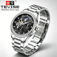 Montre TEVISE personnalisée en acier inoxydable, montre mécanique automatique de luxe pour homme, montre tourbillon pour homme, fabricant OEM
