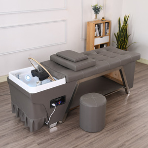 Moderna Cama de Champú de Lujo para Salón con Spa Capilar y Masaje, Gran Almacenamiento, Cuero PU, Estructura de Acero Inoxidable, Uso en Baño - Product Image 4