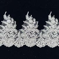 Dentelle en tulle de 25 cm avec paillettes, dentelle en fil de coton pour robe de mariée