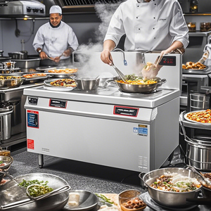 Attrezzatura da Cucina Industriale per Ristoranti Commerciali, Fornello a Induzione a Doppio Bruciatore da 15kW con Wok Cinese - Product Image 6