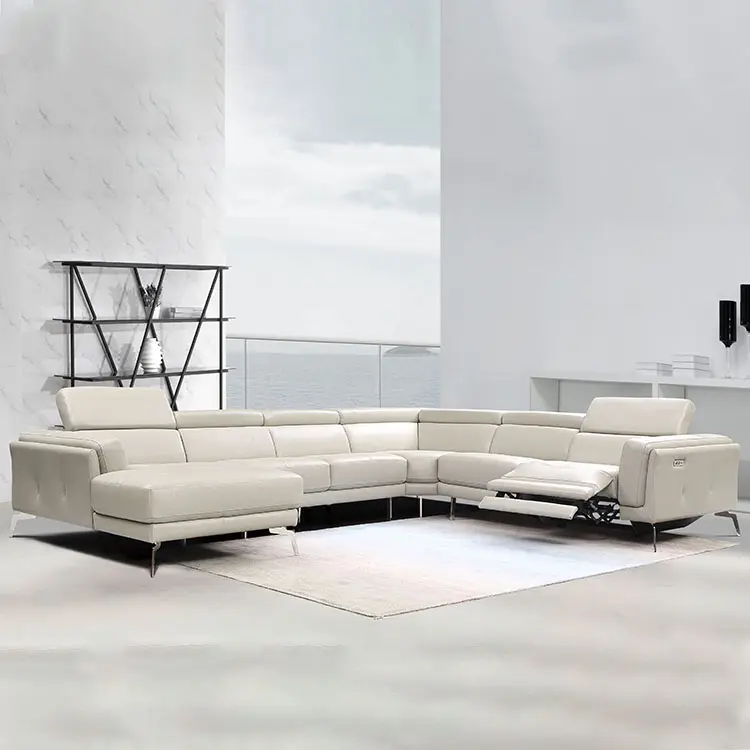 Современный стиль C-образная мебель итальянский кожаный диван секционный диван откидной диван набор для дома гостиной набор