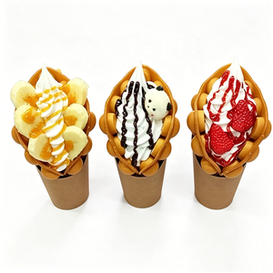 Réplica de Waffle de Huevo de Plástico para Helado, Modelo de Waffle Burbuja, Postre Artificial para Exhibición en Cafeterías, con Sabor a Plátano, Caramelo y Fresa - Product Image 1