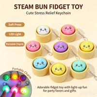 Porte-clés Fidget en forme de pain vapeur, jouet mignon de dessin animé, mini panier vapeur LED à presser, anti-stress, unisexe, pour enfants de 5 ans et plus, idéal pour les fêtes
