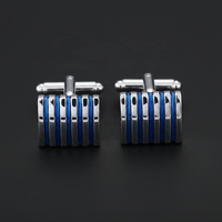 Mancuernillas Unisex Dowell con Rayas de Esmalte Suave Niqueladas para Regalos de Compromiso, Boda, Fiesta y Corporativos