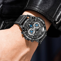 Montre Homme Louie Juelen Bestseller, Sportive, Étanche 3 ATM, Bracelet en Cuir Véritable, Boîtier en Acier Inoxydable, Quartz, Design Simple et Original