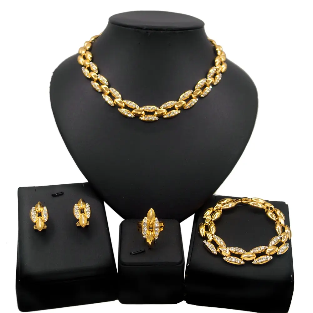 Zhuerrui Latest Design Fashion Metal Exquisite Unicorn Necklace Jewelry Set African Gold Plated Rhinestone Jewellery Sets HA0013
