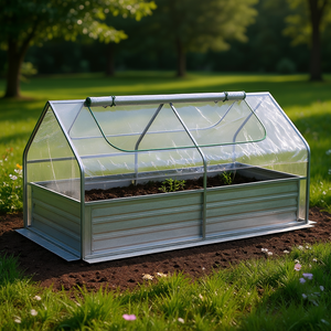 Jardinera Metálica para Exteriores Db de 6x3 Pies, Acero Galvanizado, con Cubierta de Invernadero Mini de PVC - Product Image 2