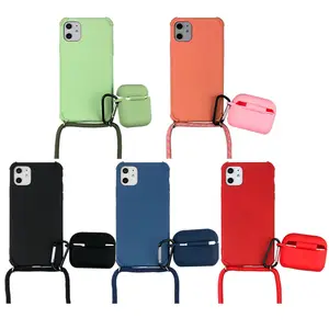 Silicone Cover Phone Case for Iphone 11 Neck Strap RECH Fashion Crossbody Necklace with Case Trend Comm