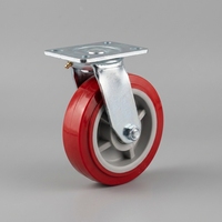 Roulettes pivotantes robustes rouges de 4/5/6/8 pouces, 150 mm, noyau en PP, roues en polyuréthane PU pour chariot