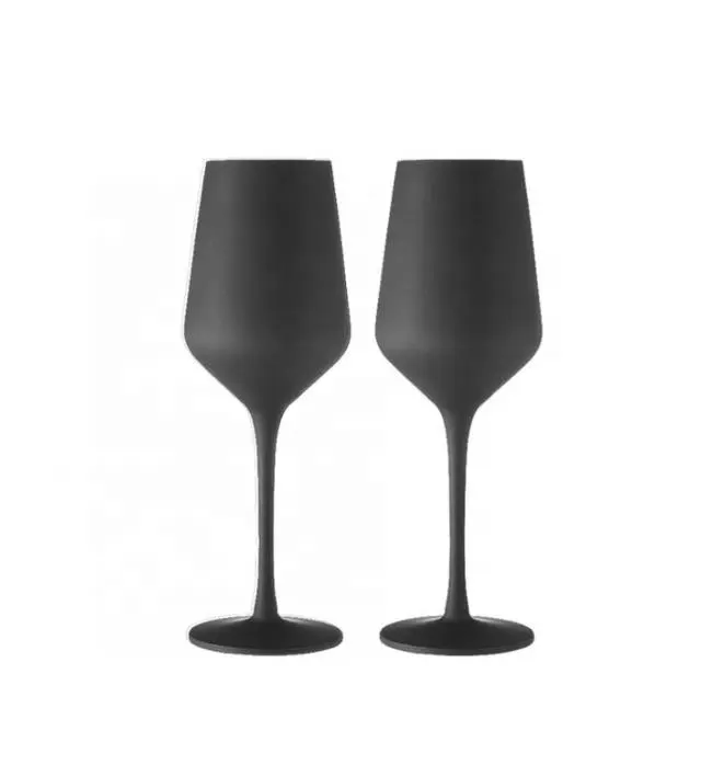 مخصص هدية محاصر 400 مللي ماتي الأسود الملونة كأس زجاجية كؤوس مشروبات مجموعة كوب نبيذ أحمر