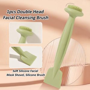 Food Grade Silicone Dual-Ended Mask <b>Brush</b> Face Scrubber 2-in-1 Clay Mask Applicator Spatula Edge Durable Facial Cleansing - Product Image 3