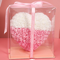 Nouveau style de fleurs artificielles en forme de cœur de 25 cm, roses faites à la main pour la Saint-Valentin