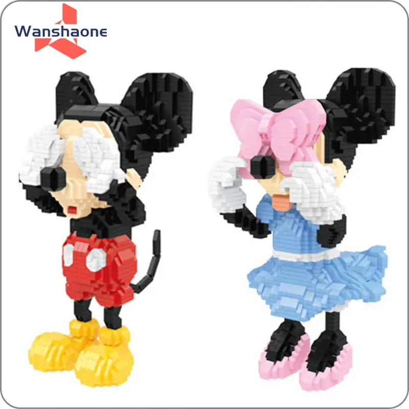 Gran oferta ensamblado ratón de dibujos animados Minnie Micro bloques de construcción figuras Mickey Mini ladrillos juguetes para niños juguetes Dropshipping