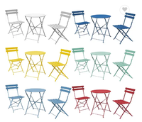 Ensemble de bistrot pliable en acier de qualité supérieure pour jardin extérieur, cour, gain de place, meubles, 3 pièces, table et chaises pliables pour balcon