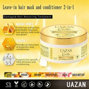 Masque capillaire sans rinçage 2-<span class=keywords><strong>en</strong></span>-1 au kératine et au <span class=keywords><strong>miel</strong></span>, marque privée, nourrissant le cuir chevelu, anti-frisottis, anti-pointes fourchues, revitalisant anti-chute - Product Image 2