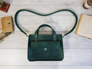 Sac à main en cuir personnalisé pour femme, sac bandoulière vert, sac fourre-tout pour ordinateur portable fait main, idée cadeau pour elle - Product Image 3