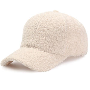 Casquette de baseball 6 panneaux en fausse fourrure d'agneau pour femme, style Teddy-Fleece, respirante/imperméable, personnalisable, chaude pour l'hiver, style Hip-Hop, <span class=keywords><strong>moins</strong></span> chère - Product Image 1