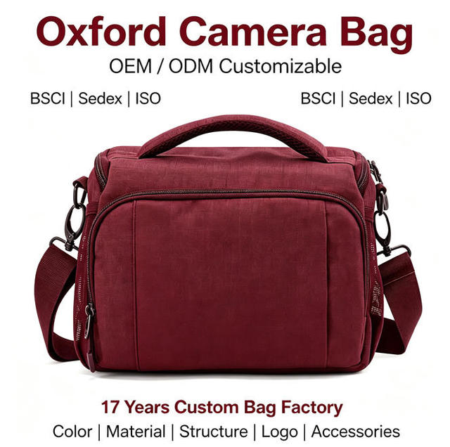 Portable Oxford DSLR Camera Bag Customizable Interior Dividers Waterproof Camera Crossbody Bag for Mirrorless Camera