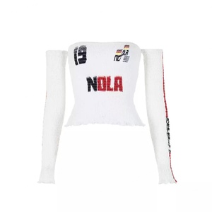 Camiseta de Fútbol Sexy con Estampado Gráfico de Letras, Estilo Retro Y2K, Personalizada, con Volantes, Oversize, Tipo Crop, con Número Deportivo Americano, para Verano - Product Image 5
