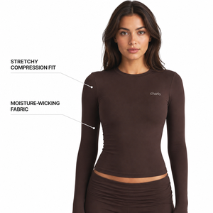 Charlo Women Seamless <b>Long</b> <b>Sleeve</b> <b>Gym</b> <b>Top</b> Stretchy Compression Workout Shirt Breathable Knit Front 180g Wholesale Bulk OEM GCC - Product Image 2