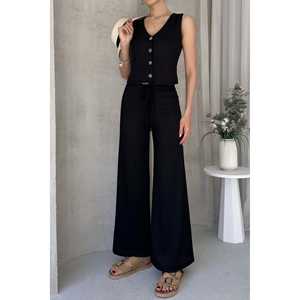 Ensemble débardeur côtelé rouge et pantalon large pour femme – Tenue décontractée respirante printemps-été - Product Image 2