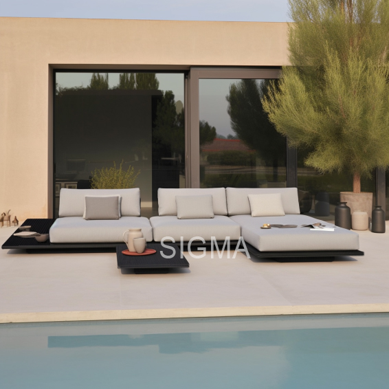 New Design Luxury Garden Sofas Leisure Modern Outdoor Sectional Aluminum Sofa