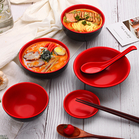 Bol à soupe en mélamine plastique noir et rouge personnalisé, de haute qualité, faible MOQ, moderne et écologique