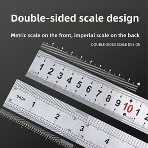 Regla <span class=keywords><strong>de</strong></span> Acero Inoxidable Personalizable <span class=keywords><strong>de</strong></span> Doble Cara y Grosor Reforzado con Escalas Métricas e Imperiales, Personalización <span class=keywords><strong>de</strong></span> Logotipo Disponible - Product Image 2