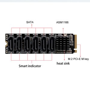 PH516-V1.1 Pcie Riser Nvme M.2 to 6 Adapter <b>Hard</b> <b>Drive</b> Extended PCIE for Desktop Computer M2 to Sata - Product Image 2