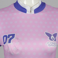 Combinaison à pois pour femme, rose et blanc, col montant, manches longues, fermeture éclair, pour gymnastique, danse, spectacle sur scène