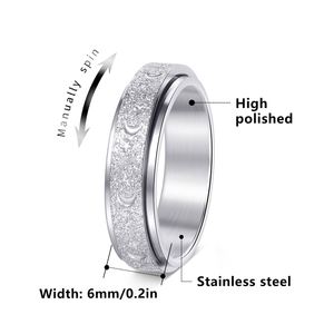 Anillo De Acero Inoxidable Frosted Stainless Steel Moon and Star Fidget <b>Rings</b> for Men Anti <b>Stress</b> and Anxiety Rotating Anillos - Product Image 6