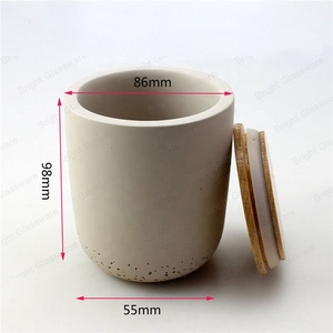 Concrete <strong>Candlestick</strong> <strong>Holders</strong> Grey with Wood Lid Natural Home Decoration Shenzhen Customized More Than 16 Years Experience CN;GUA - Product Image 5