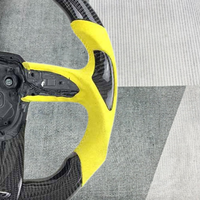 Volant sport en cuir et fibre de carbone YZ Custom LED Top Stripe Flat Bottom Horn Grip pour Miura Huracan Murcielago Gallardo