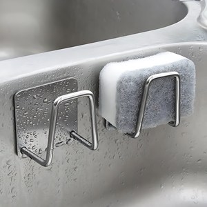 Estante cuadrado de acero inoxidable para esponjas, sin necesidad de taladrar, para fregadero de cocina, estante de drenaje para paños de cocina y estropajos de acero. - Product Image 2
