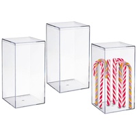 Boîtes à bonbons carrées en acrylique - Ensemble de 3 présentoirs transparents polis pour fêtes, Noël, publicité et vente au détail