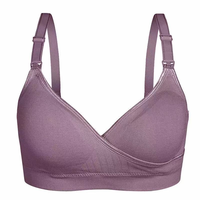 Sous-vêtements de maternité sans couture, respirants, écologiques, à motif uni, tricotés, pour allaitement facile, sans armatures, pour le sommeil - Vente en gros