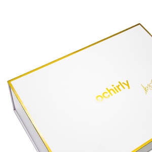 Custom White Cardboard Fashion Bags Dress Packaging Book Magnet Lid Rigid Gift <b>Box</b> With Luxury Gold Printed - Product Image 5