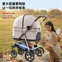 Nouveau modèle 2026 – Poussette de luxe tout-terrain pour animaux de compagnie, 4 roues amortissantes, pliage à une main, pour chiens de taille moyenne et chats