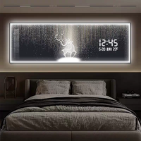 Horloge murale numérique LED moderne de grande taille pour salon, salle à manger, décoration murale animale, peinture murale
