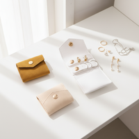 Bolsa de Joyería de Microfibra de Cuero, Pequeña y Linda, Portátil, Organizador de Joyería para Viajes, Ideal para Guardar Collares