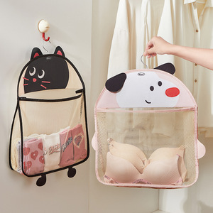 <b>Hanging</b> Mesh Storage Bag For Bra Underwear <b>Wardrobe</b> Door Organizer With Cat Dog Design Beige Triple Layer Hook Type - Product Image 4
