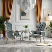 Fauteuil individuel de luxe français en bois massif et tissu, avec fermeture éclair, pour salon de villa, fauteuil sculpté à dossier haut, style chaise tigre