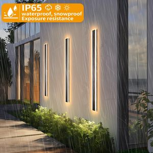 Outdoor Wall <strong>Light</strong> for House Modern Black LED Wall <strong>Sconce</strong> 3000K Warm <strong>Light</strong> Linear Wall Mount Lighting for Doorway Garden Garage - Product Image 2