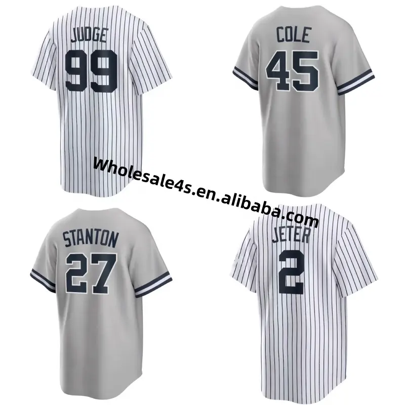 Jersey de béisbol de Nueva York listo para enviar ropa de softbol bordada para hombres 99 Aaron Judge 2 Derek Jeter