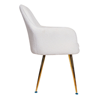 Chaise de salle à manger rembourrée en velours crème, moderne, avec accoudoirs et dossier, élégante, avec cadre doré