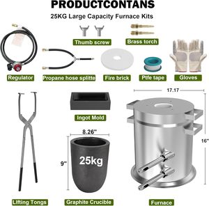 Kit <span class=keywords><strong>de</strong></span> Horno <span class=keywords><strong>de</strong></span> Fusión <span class=keywords><strong>de</strong></span> Propano <span class=keywords><strong>de</strong></span> 25 <span class=keywords><strong>KG</strong></span> para Fundir Chatarra Metálica, Reciclar <span class=keywords><strong>Oro</strong></span>, Cobre y Aluminio, Máquinas <span class=keywords><strong>de</strong></span> Fundición - Product Image 4