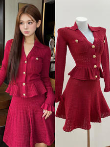 Nouvelle <span class=keywords><strong>robe</strong></span> courte à col en V creux de couleur <span class=keywords><strong>bordeaux</strong></span> pour femmes, vêtements de Noël français - Product Image 4