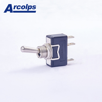 Arcolps Mini interrupteur à bascule de haute qualité Série Bakélite Matériau Levier métallique Forme de contact DPDT Niveau IP67 Fonction On-Off-On
